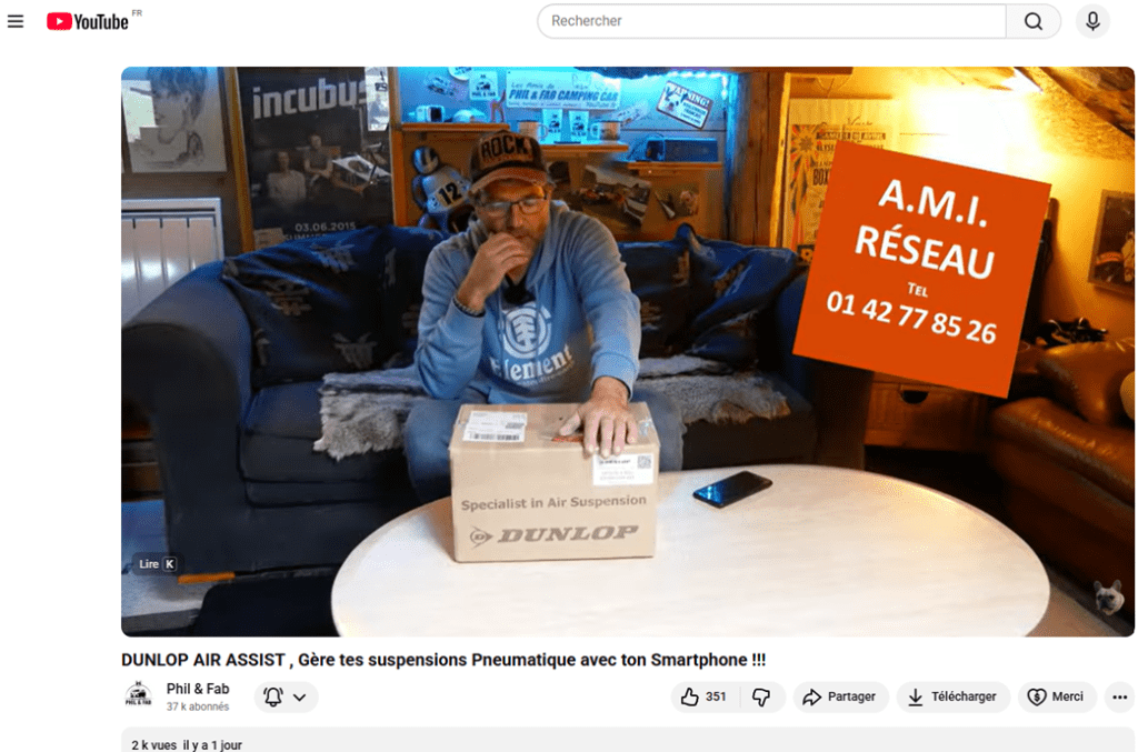 Video DUNLOP AIR ASSIST PHIL&FAB Montage du kit compresseur BLUETOOTH Mise en ligne 22 OCTOBRE 2025 SUSPENSION PNEUMATIQUE POUR CAMPING CAR UTILITAIRES 4X4 AMI RESEAU RENFORT DE SUSPENSION COUSSIN BOUDIN AMORTISSEUR RENFORCE FIAT DUCATO X250 AMIRESEAU