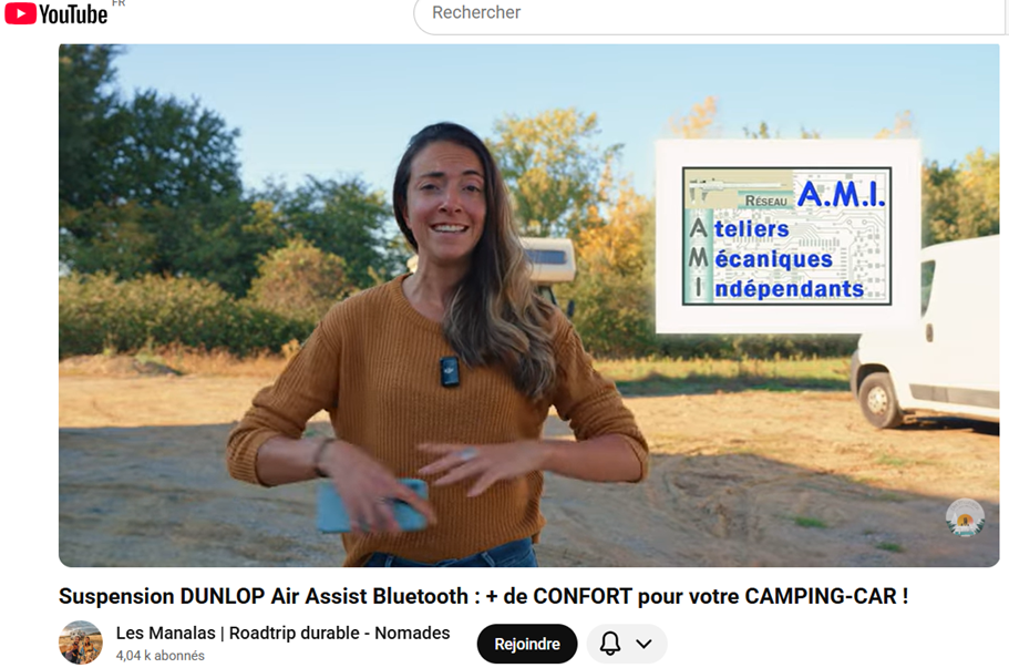 Video Complete d'un montage de suspension pneumatique et du nouveau compresseur BLUETOOTH DUNLOP réalisée par Audrey et Steve (@lesmanalas)