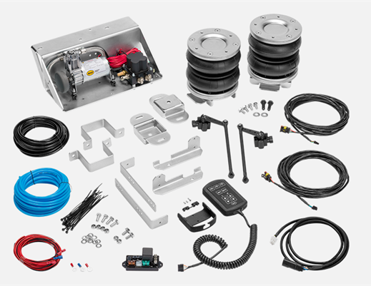 Vue éclatée du nouveau système de suspension pneumatique automatique MAD AUTOMOTIVE